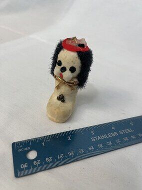 Vintage Plastic Flocked Dog in Boot Christmas Ornament 50s/60s MCM RARE LOOK
